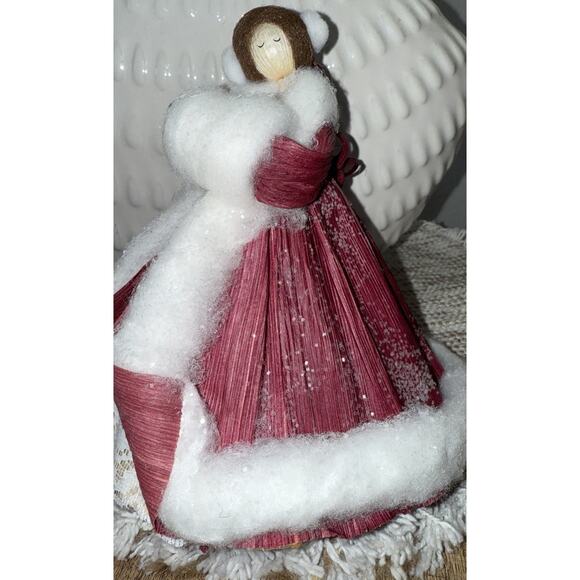 Vintage 1983 Nan’s Corn Husk Christmas Holiday doll Red Sparkling Dress 8” - Picture 1 of 7
